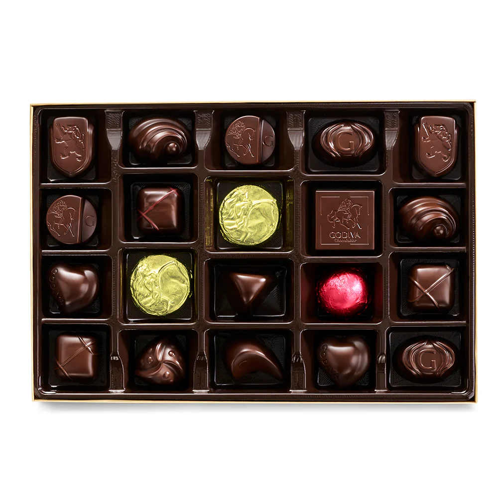 Dark Chocolate Gift Box, Gold Ribbon, 22 pc. - Image 3